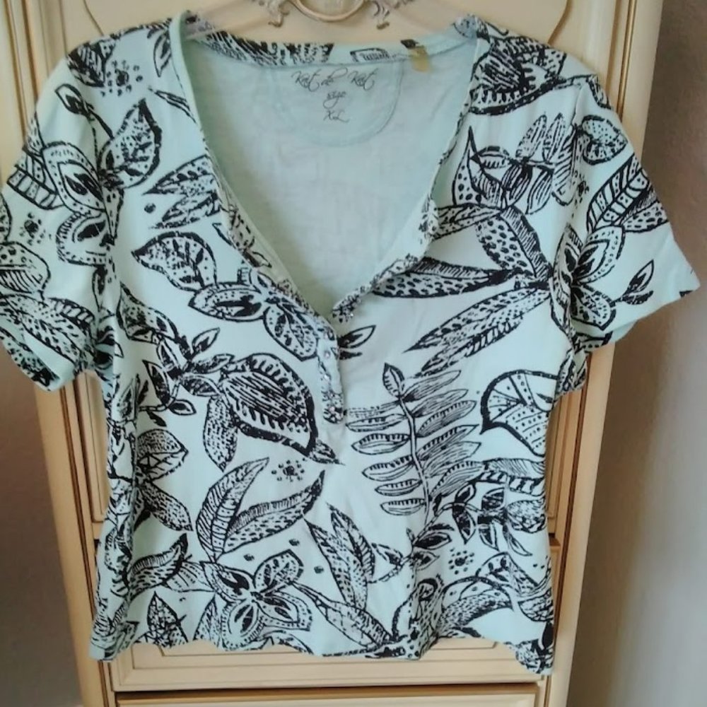 Vintage Knit de Knit Aqua/black Top